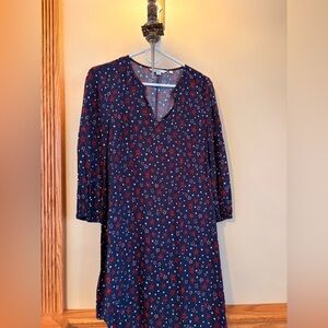 Boden Navy Dress with Red and White Star Pattern